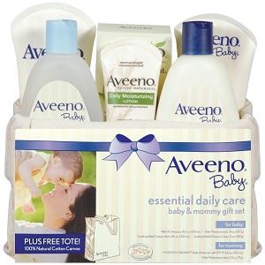 Aveeno Baby Gift Set, Daily Care Essentials Basket, Baby and Mommy Gift Set