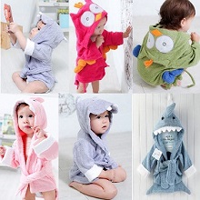 Colorful Baby Kid Child Bath towel bathrobes hooded cute owl shark hippo shape.