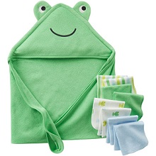 Child of Mine by Carter's Newborn Baby Bath Set, 9-Piece, Frog character