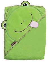 Extra Large 40x30 Absorbent Kids Hooded Bath Towel, Green Frog, Frenchie Mini Couture.