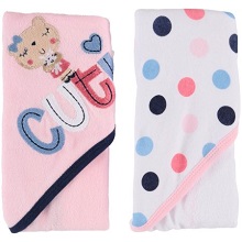 Gerber Newborn Baby Girl Terry Hooded Bath Towel, Bear Design, 2 Pack Towels.