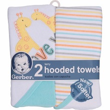 Gerber Newborn Baby Unisex Terry Hooded Bath Towel, Giraffe Design.