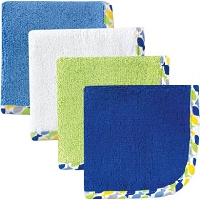 Hudson Baby Print Woven 4-pack Organic 9 x 9 Baby Washcloths.