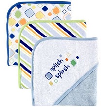 Luvable Friends 3-Pack Embroidered Sayings Hooded Baby Bath Towels.