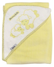 Mommy and Me Lamb Baby Hooded Bath Towel Yellow