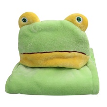 Newborn Baby Kids Soft Hooded Blanket Bath Towel Frog Design, Green and Yellow Colors.