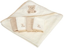 Spasilk 100% Cotton Hooded Terry Bath Towel with 4 Washcloths