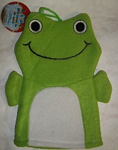 Bath Hand Puppet Baby Infant Toddler Wash Mitt -  Frog Design.