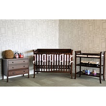 Baby Mod - Ava Fixed Side Crib with adjustable mattress height, Changing Table and 3 Drawer Dresser Bundle, Espresso