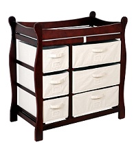 Cherry Badger Basket Infant Nursery Changing Table with 6 Baskets Storage.
