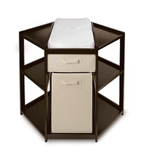 Badger Basket Baby Corner Changing Table with Hamper and Basket, Espresso