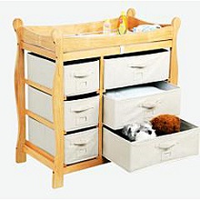 Badger Basket Natural 6-Basket Nursery Changing Table Natural