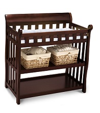 Baby Changing Table Delta Childrens Eclipse Changing Table in Black Cherry with Safety Belt and Changing Pad.