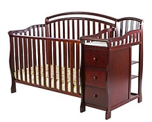 Dream on Me Hailee 4 in 1 Baby Bed and Dressing Table Combo, Cherry.