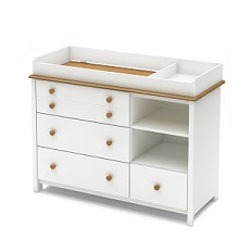 South Shore Little Smiley's Changing Table White with Harvest Maple Accents
