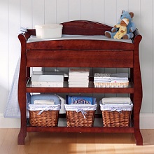 Storkcraft Aspen Cherry Changing Table with Drawer and 2 Shelves