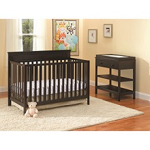 Sweet Dream Nursery Fixed-Side Crib and Changing Table Combo, Espresso