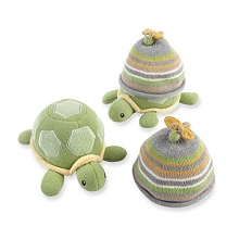 Baby Aspen Turtle Toppers Baby Hat and Turtle Plush Gift Set