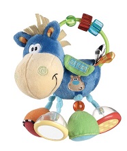 Entertaining and Challenging PlayGro Clip Clop Activity Baby Rattle tactile stimulation for baby, great for grasping skills.