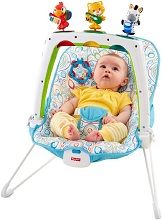 Eye Tracking Fisher-Price Shakira First Steps Collection Musical Friends Baby Bouncer with activity center is one of the best toys for infant stimulation.