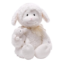 Small Gund Nursery Time Lamb Animated Stuffed Animal Toy for Baby with Soothing sounds that recites 5 classic nursery rhymes.