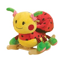 Rockabye Lulu Ladybug Baby Musical Rocker Animal Rocking Toys for Babies with soft cushioned seat.