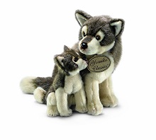 Russ Yomiko Stuffed Wolf Mom and Baby animal toy for babies 1 mo. to 5 yrs.