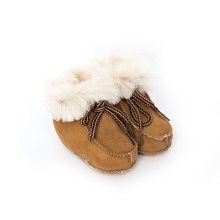 Bebebene Sheepskin baby booties, Cognac and Sand